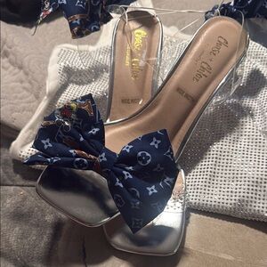 Chase + Chloe Silver and Blue Heels with Sophisticated Design